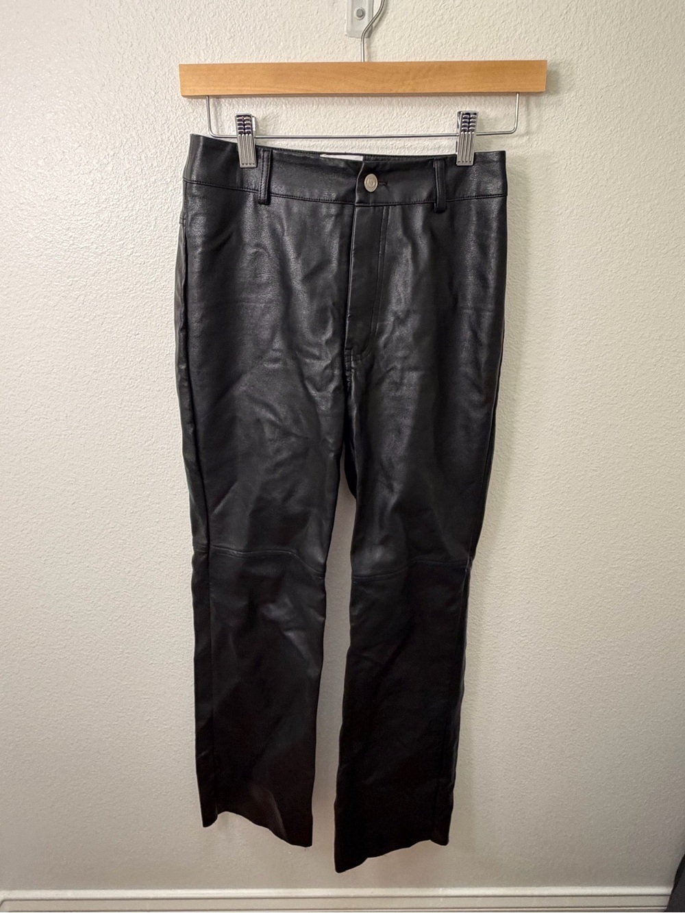 Princess Polly Black Faux Leather Straight Jeans